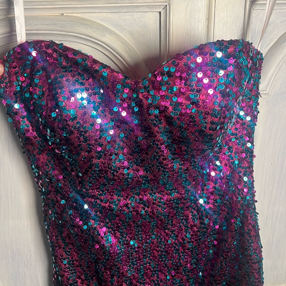 2000’s Frenchy Heather French Henry Sequin Strapless Dress Formal Pageant Prom - Picture 3 of 6
